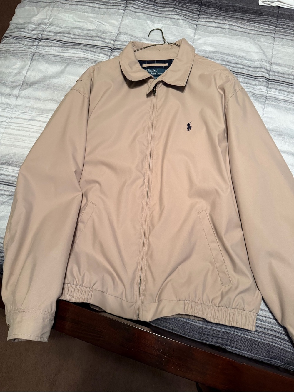 Polo by Ralph Lauren Tan Bomber Jacket with Navy Pony